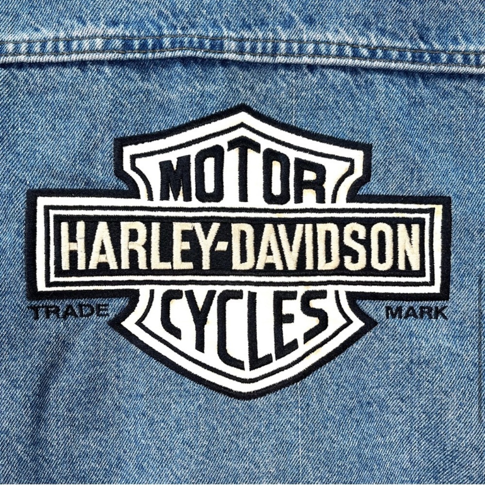 XL Harley Davidson Denim Jacket with patch on back - Picture 5 of 6